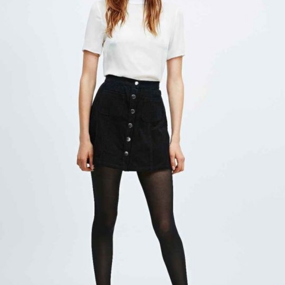 Black Denim Mini Skirt - Picture 1 of 6